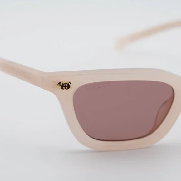 Gucci GG1944S 005 Sunglasses Pink Rectangle Frame, Red Lenses display picture 1